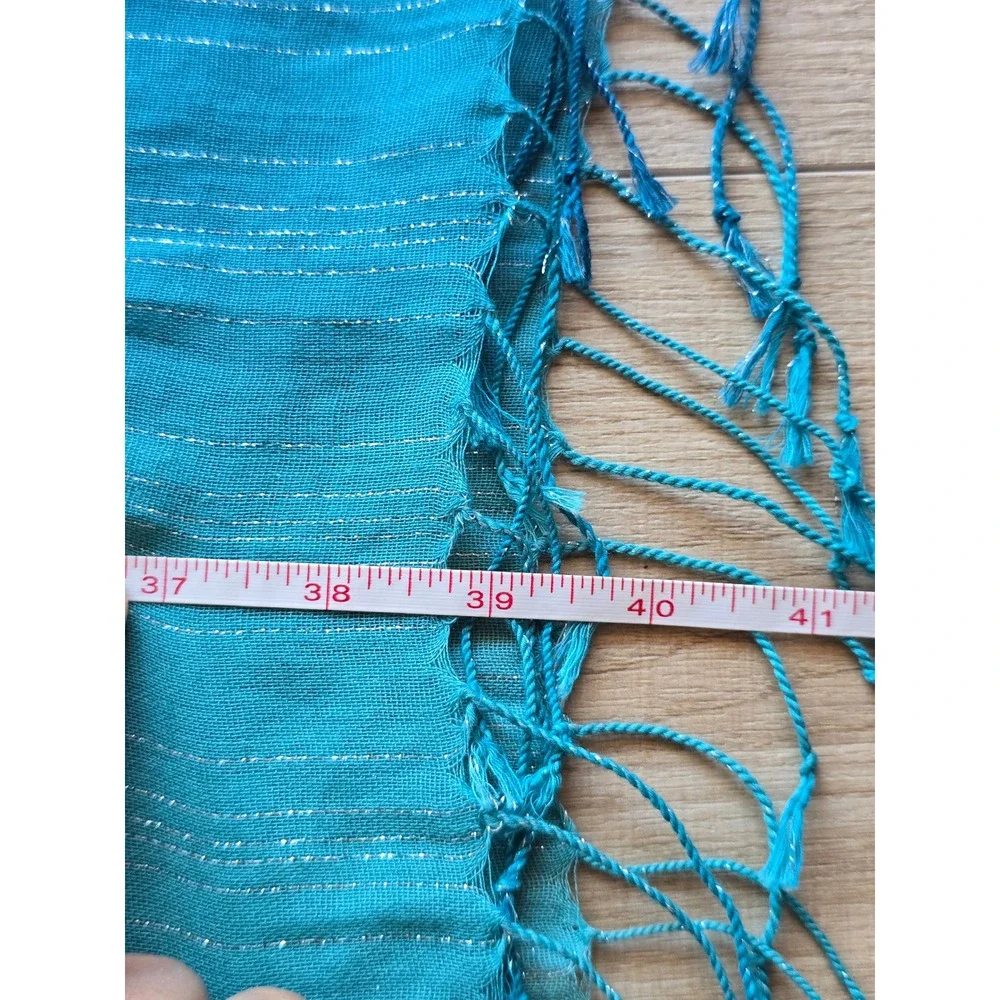 Tommy Bahama Blue Ombre Metallic Stripe Tassel Scarf Wrap Shawl coastal beach